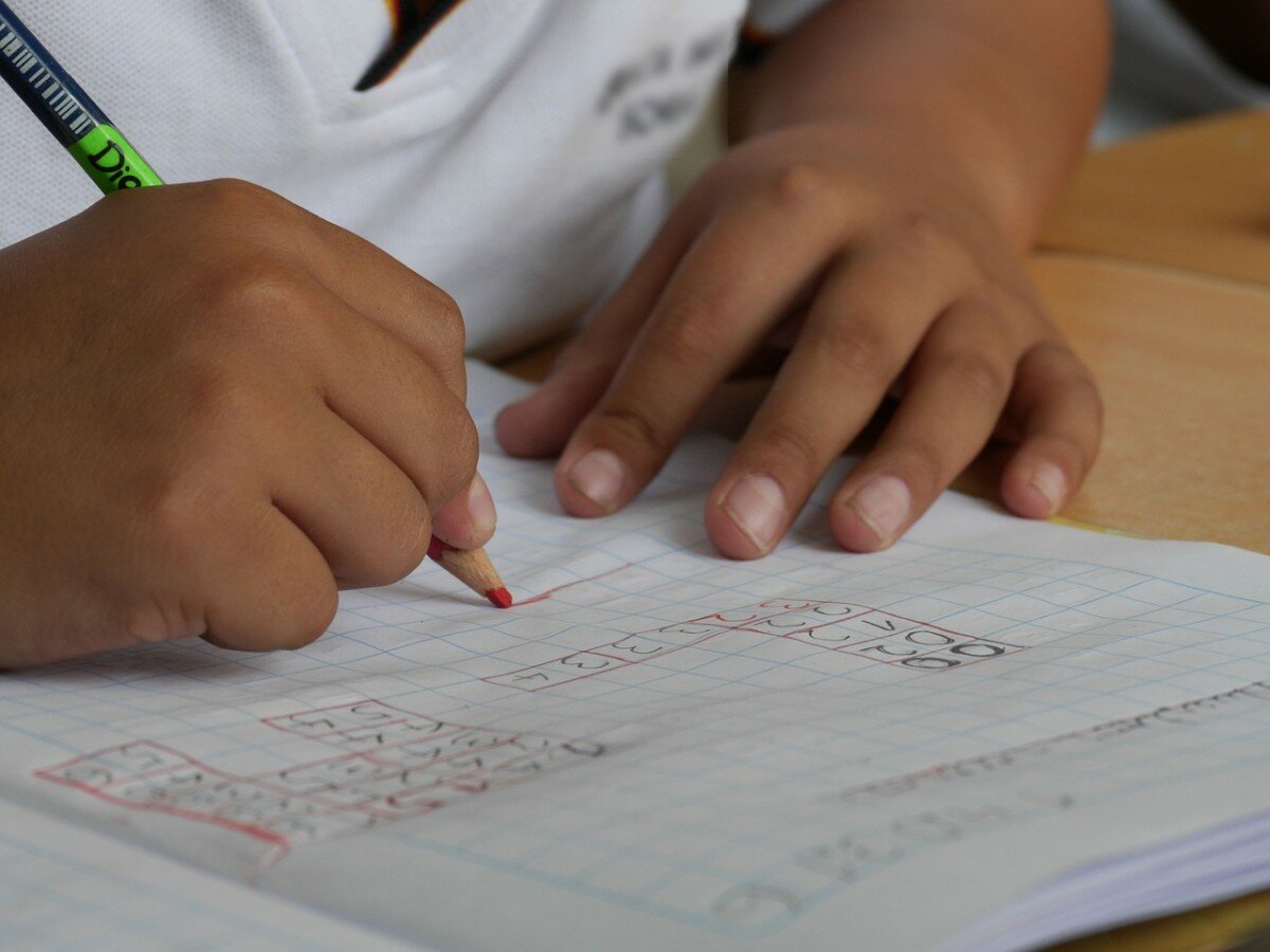 Alumno haciendo los deberes en su cuaderno Alumno haciendo los deberes en su cuaderno