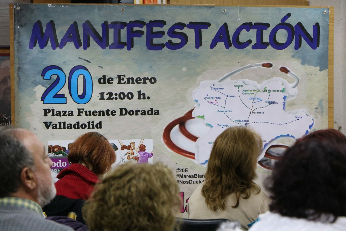 Rueda-prensa-manifestación-20-enero-sanidad-3 Rueda de prensa de la presentación de la movilización prevista para el sábado en Valladolid. Foto: Gaspar Francés